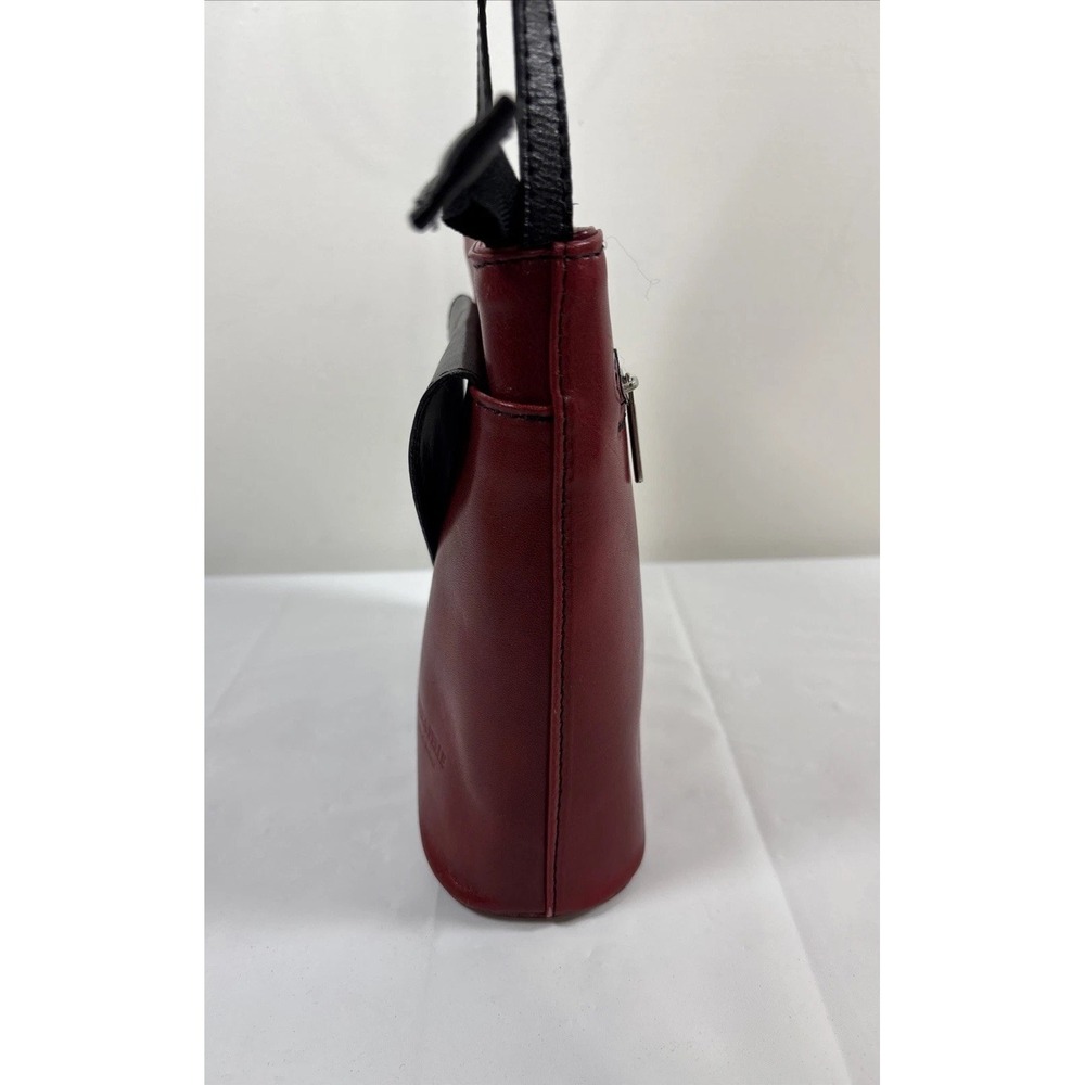 Vera Pelle Genuine Leather Made in Italy Colorblock Red/Black Crossbody Bag RARE - Picture 2 of 15